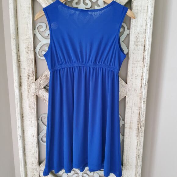 Cover Me Women's Sleeveless V-Neck Elastic Waist Swimsuit Coverup in Blue - Picture 7 of 7